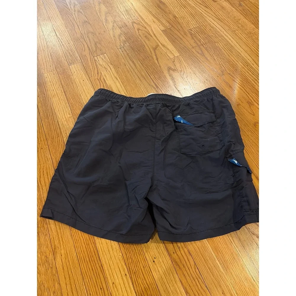 Tommy Bahama Mens Black Swim Trunks Cargo Pocket Marlin Logo Large L
